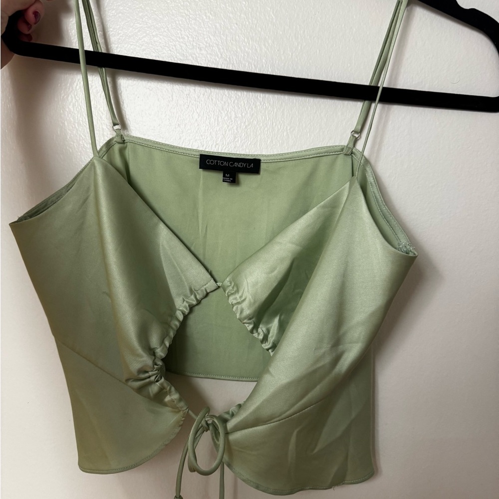 Cotton Candy LA Light Green Crop Camisole Top